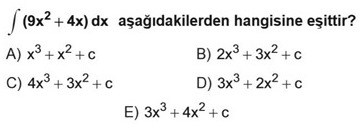 Belirsiz integral- Meb Kazanm Testleri  - 1