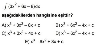 Belirsiz integral- Meb Kazanm Testleri  - 2