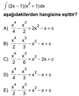 Belirsiz integral- Meb Kazanm Testleri  - 4