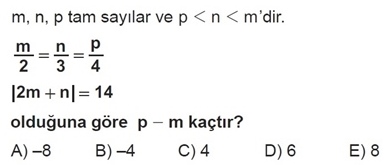 Mutlak Deer - MEB Kazanm Testleri - Zor Seviye - Soru 3